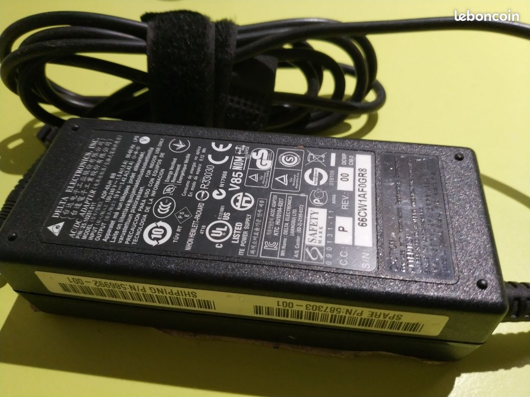 Chargeur hp thin client 65w 19v 587303-001 - t5570 t5742 t5747 (image 2)
