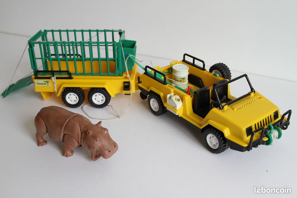 PLAYMOBIL ANCIENNE JEEP Avec Remorque Ref 3189 3532 Gnorongoro Safari