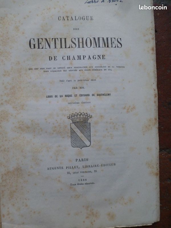 Catalogue des gentilshommes de champagne ... 1886 (image 2)