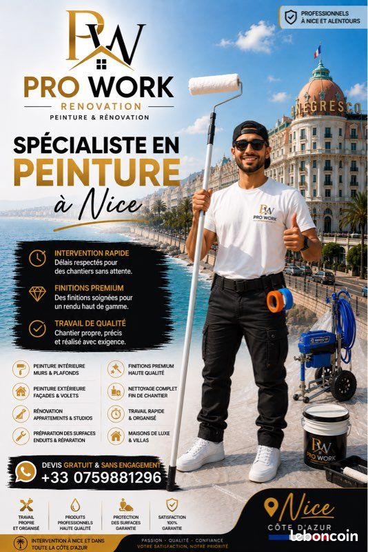 Enterprise de Rénovation Intérieure & Extérieure – peintre professionnel – Intervention rapide - Nice / Monaco / Cannes (image 1)