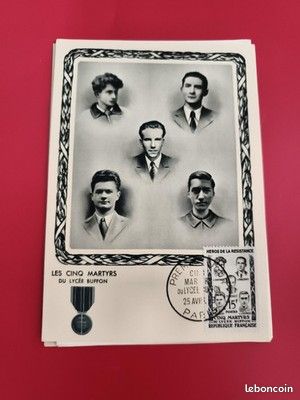 Carte postale timbrée Les Cinq Martyrs Lycée Buffon Héros Résistance Philatélie (image 1)