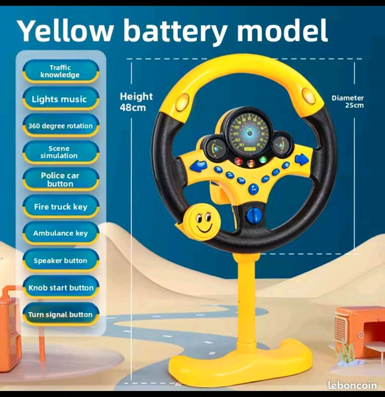 Marhynchus Volant Jouet Faisant Semblant de au Volant avec Sons, Lumières et Musique pour Les Tout-Petits Enfants de 4 à 6 Ans, Fixation à Ventouse (Yellow Marhynchus Volant Jouet Faisant Semblant de au Volant avec Sons, Lumières et Musique pour Les Tout-Petits Enfants de 4 à 6 Ans, Fixation à Ventouse (Yellow