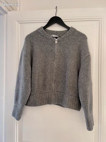 Pull Col Roulé Zara Laine/mohair Bleu Marine Taille L - Occasion Très Bon état