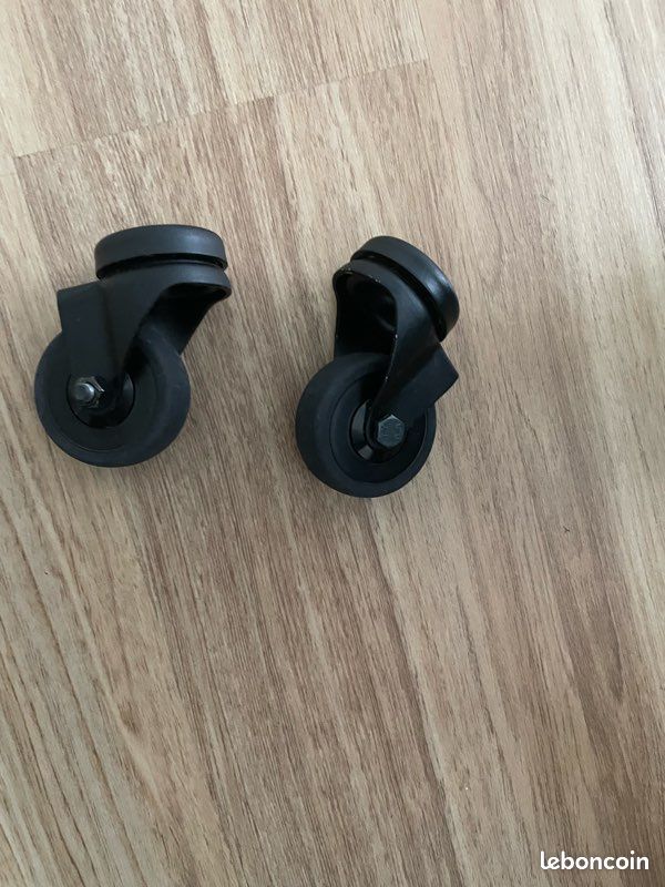 Roulettes noires neuves pour chaise ou chariot (image 3)