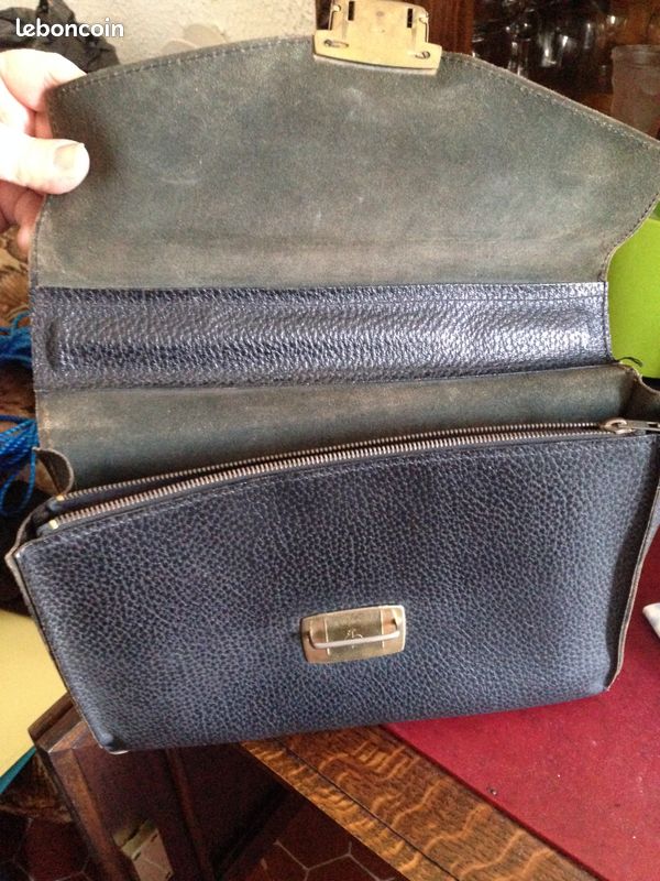 Cartable en cuir noir (image 2)