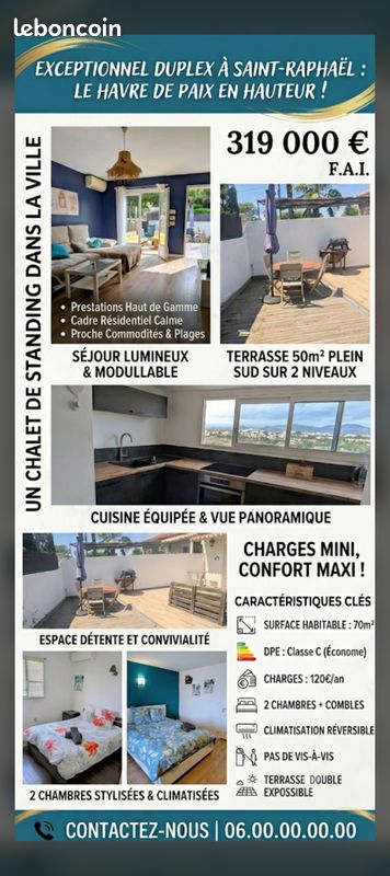 Appartement 3 pièces 70 m² · à Saint-Raphaël · 70 m² · 319 000 €