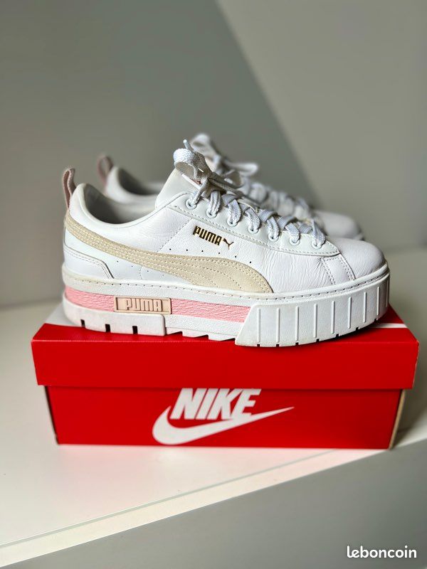 Puma Compensee Puma Basket Mayze Femme Basket Puma Mayze Cuir Rose