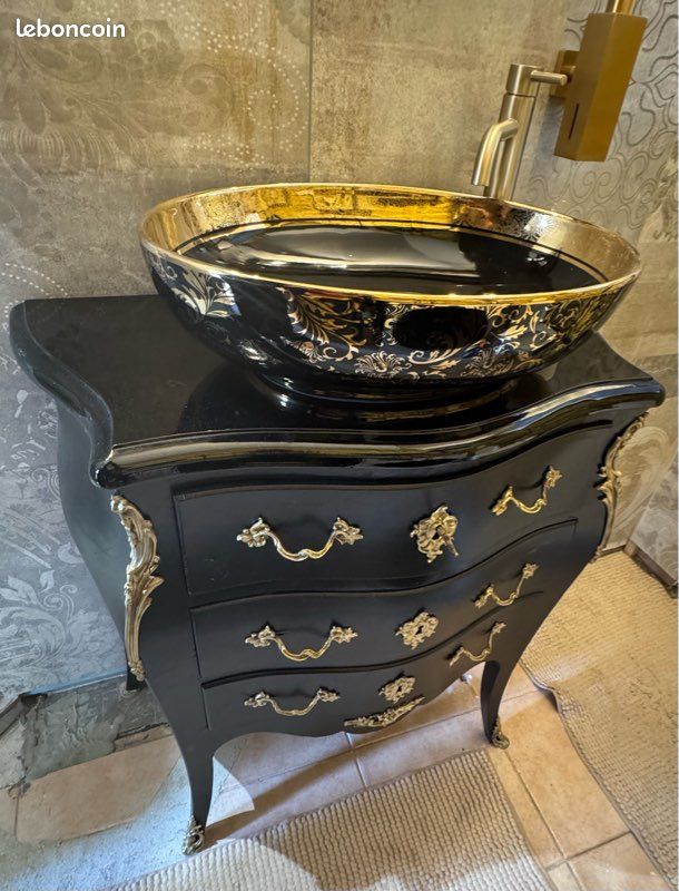 Casa Padrino ensemble de salle de bains baroque argent / blanc - 1 Table de Lavage avec Dessus