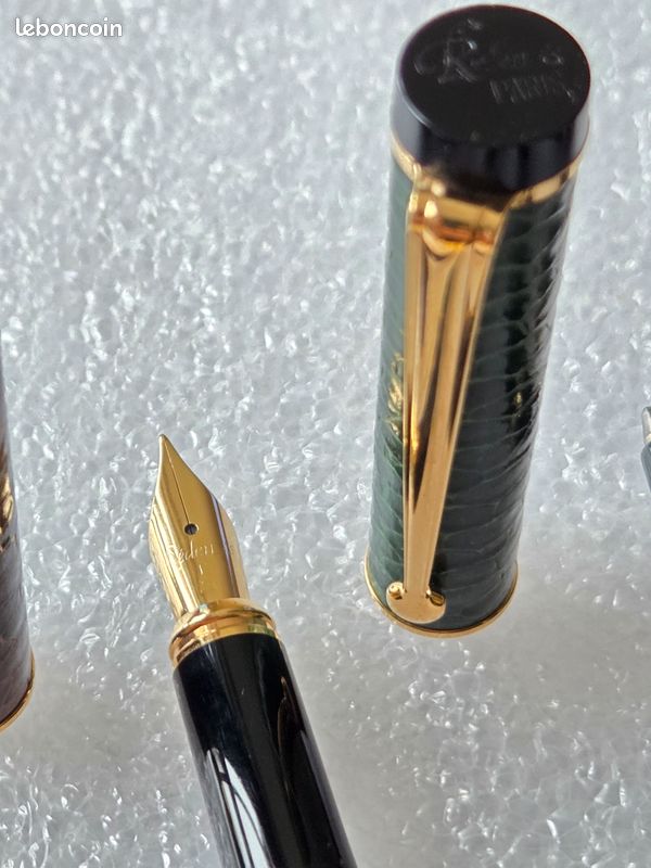 Stylo Roller Vintage REDEN'S Paris - Corps En Cuir Exotique (Serpent?) - Neuf De Stock