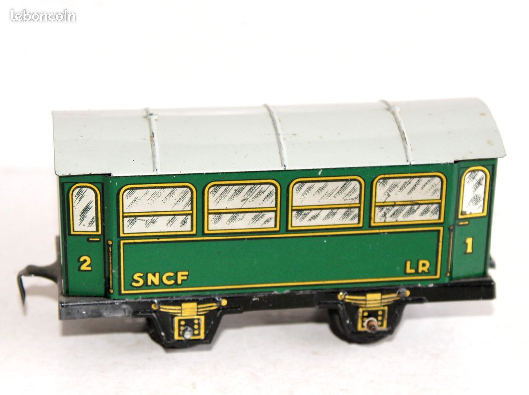 Ancien Wagon Grumier En Bois échelle O – Chemin De Fer Le Rapide L.R. – Jouet Train Vintage