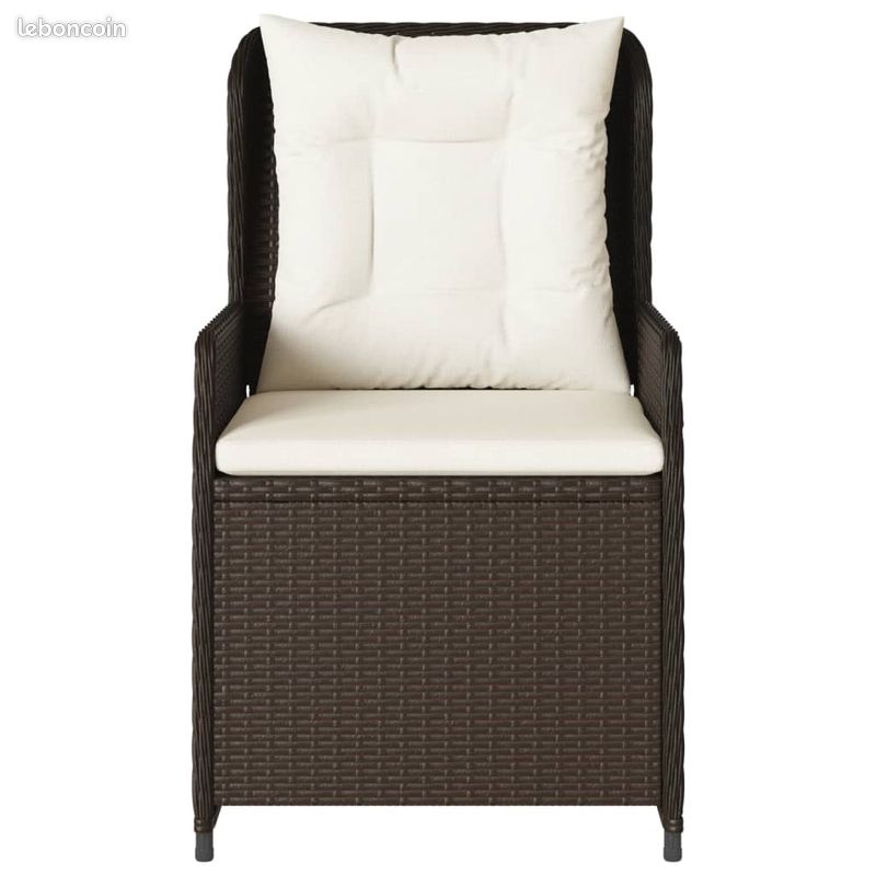 VidaXL Chaises inclinables de jardin lot de 2 marron résine tressée (image 5)