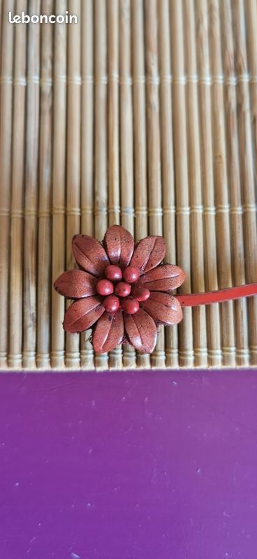 Barrettes, fleurs en cuir (image 5)