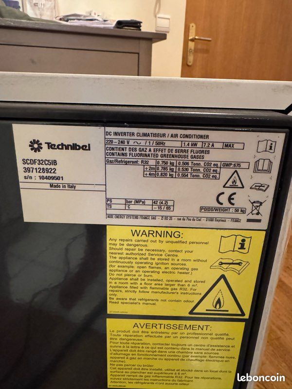 Climatiseur TECHNIBEL SCDF32 – Split déconnectable Inverter 4 kW – Très récent (image 12)