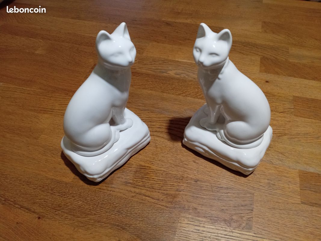 Paire de serres livres chats 20cms de hauteur en faïence (image 7)