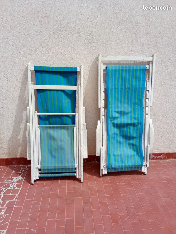 Transat bois et toile avec repose pied (image 6)