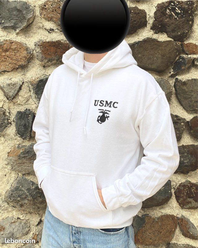 Sweat à Capuche US Marine Corps - Bleu, Taille L (Neuf Avec étiquettes)