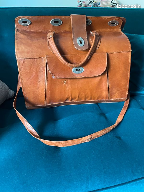 Sac de voyage cuir doublé tissu (image 2)