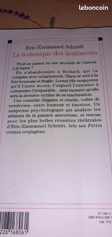 Livre de Éric Emmanuel schmitt , la tectonique des sentiments (image 2)