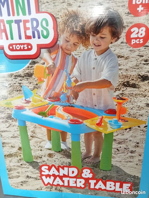 TERRAMUS Table pour Enfants, Table Sensorielle en Bois avec 3 Bacs de