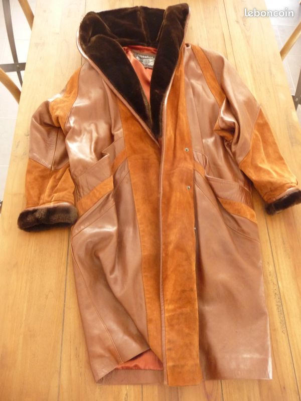 Manteau cuir et dain camel (image 3)