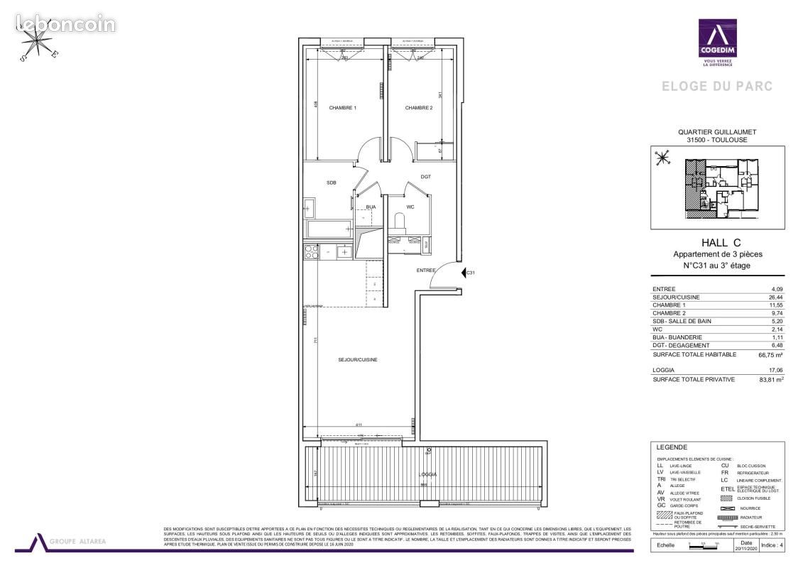 Appartement 3 pièces 66 m² · à Toulouse · 66 m² · 892 €/mois