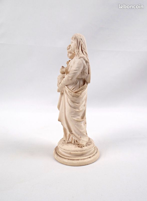 Statue Vierge à l'Enfant en plâtre d'art artisanat religieux début XXe - l'Antochine (image 8)