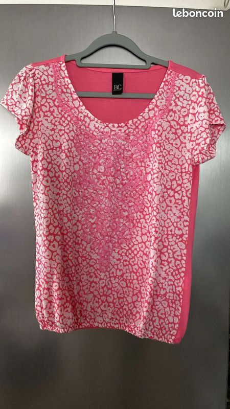 T-shirt Rose Blanc imprimé Taille 38 Best Connections Helline