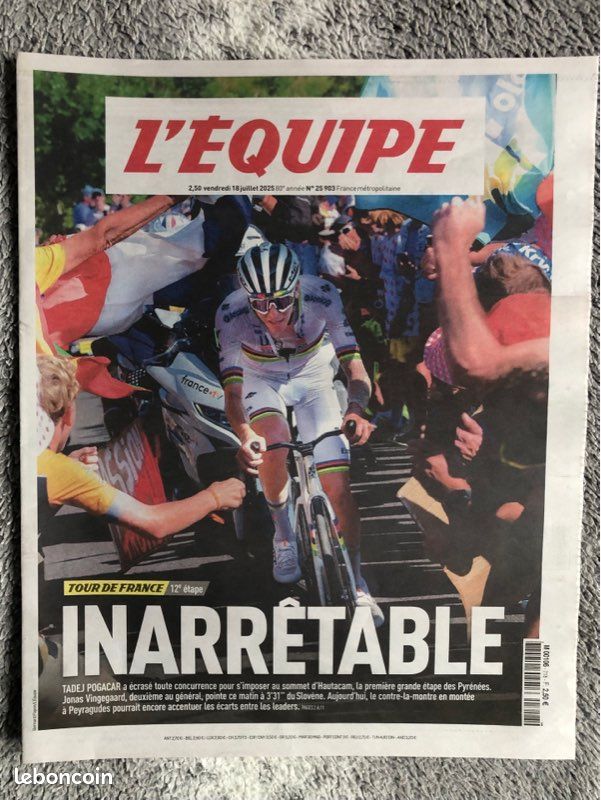 Lot journaux l'Equipe Tour de France cycliste 🚴‍♀️ 2025
