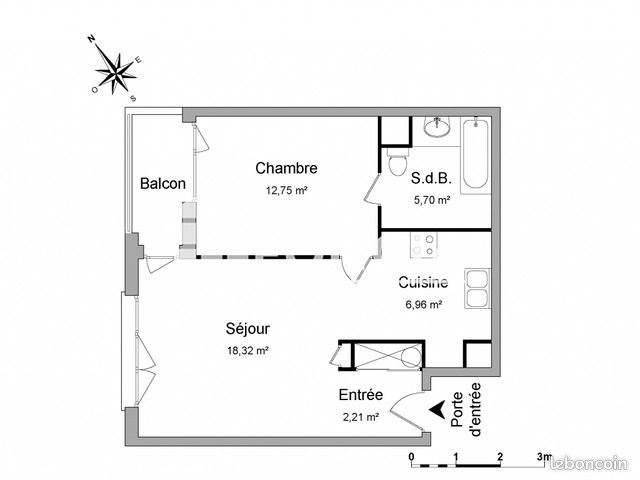 Appartement a louer mont-saint-aignan - 2 pièce(s) - 46 m2 - Surfyn