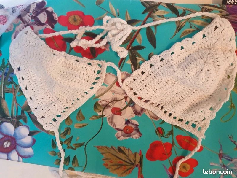 đč Maillot de Bain Bikini Crochet Dentelle - Boho Ibiza (S/M) (image 4)