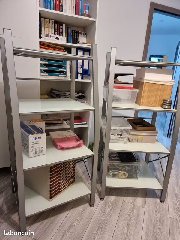 Bureau et etagere design verre/ metal (image 2)