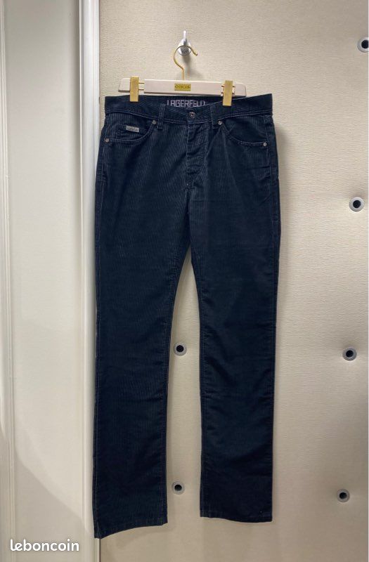 KARL LAGERFELD - Jeans bleu marine velours côtelé (image 1)