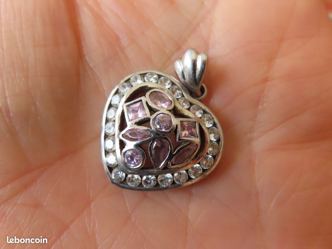 Pendentif Ancien En Argent Massif Serti De Quartz - Forme Lanterne Chinoise - Bijou Vintage