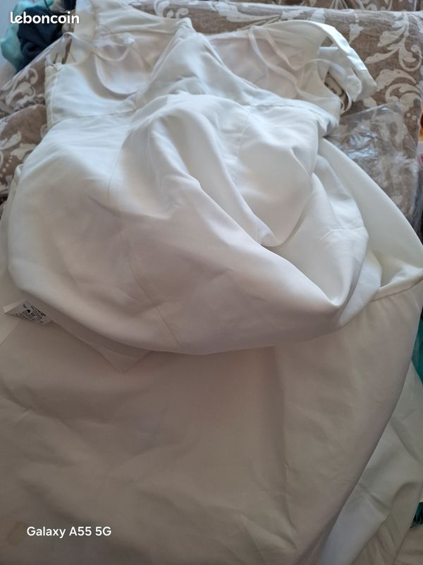 Robe longue cérémonie blanche avec ceinture satin marron – easy wear - El Corte Inglés (image 7)