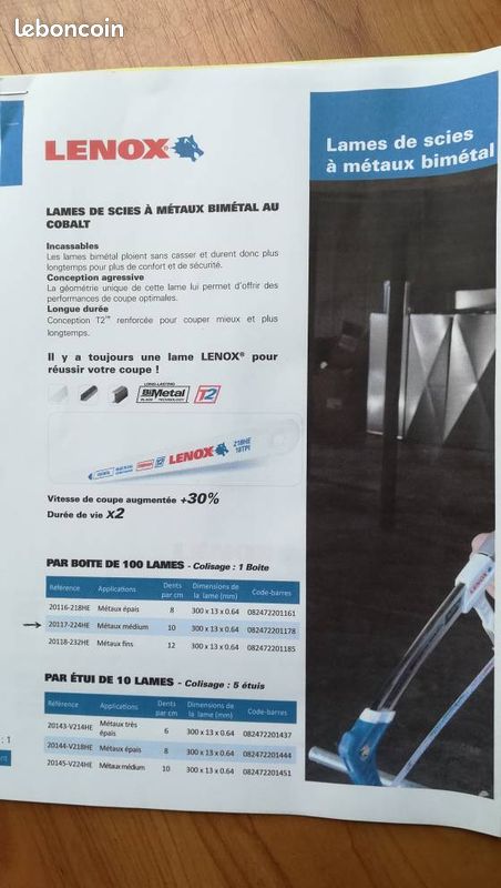 Lames de scie à métaux bimétal "lenox" (image 1)