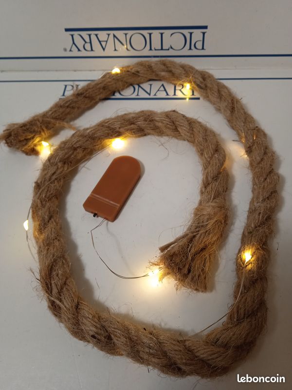 Lot De 2 Guirlandes Lumineuses En Corde De Chanvre, 1.5 M