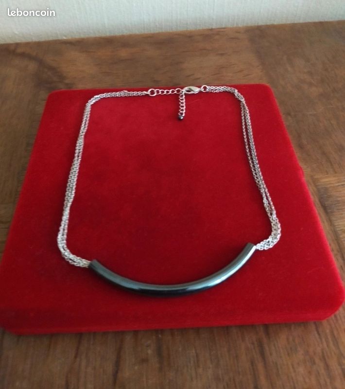 Ensemble Bijoux Vintage Collier Ras-de-cou Et Bracelet En Acier Argenté - Occasion