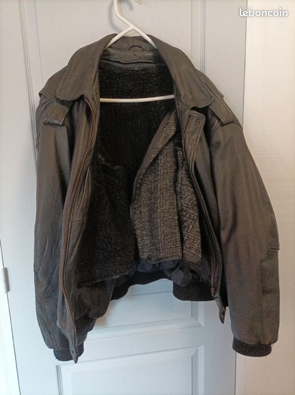 Blouson cuir style aviateur avec doublure T: X/XL TBE (image 3)