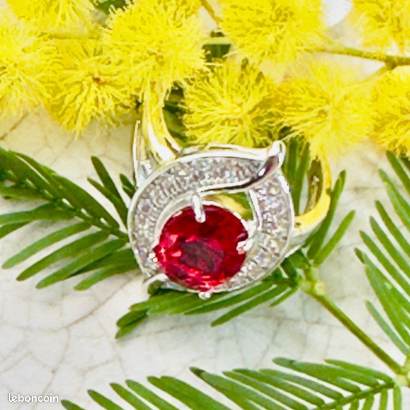 Bague Argent 925 Avec Pierre Rouge - Modèle STEARBAG-130225-C7, 2.06 G, Occasion