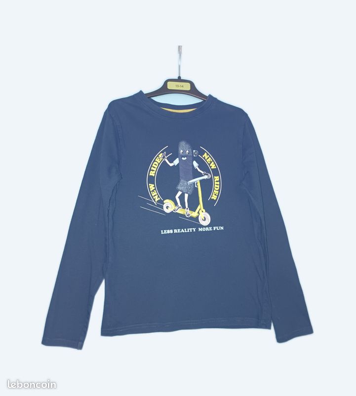 Tee-shirt m lg bleu en 8 ans (mam33133) (image 1)