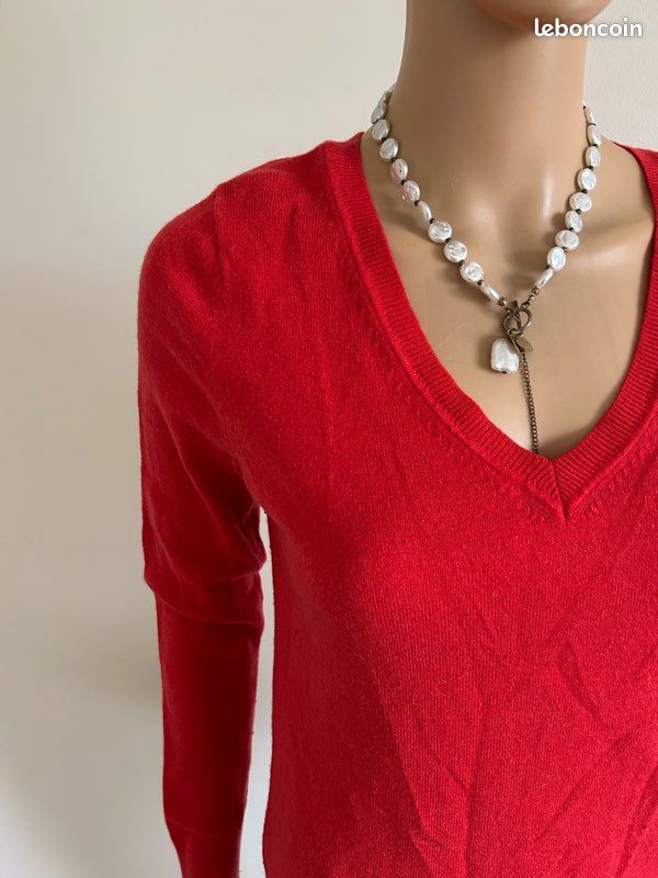 Pull rouge orangé avec col en V GAP taille S état satisfaisant (bouloches) (image 5)
