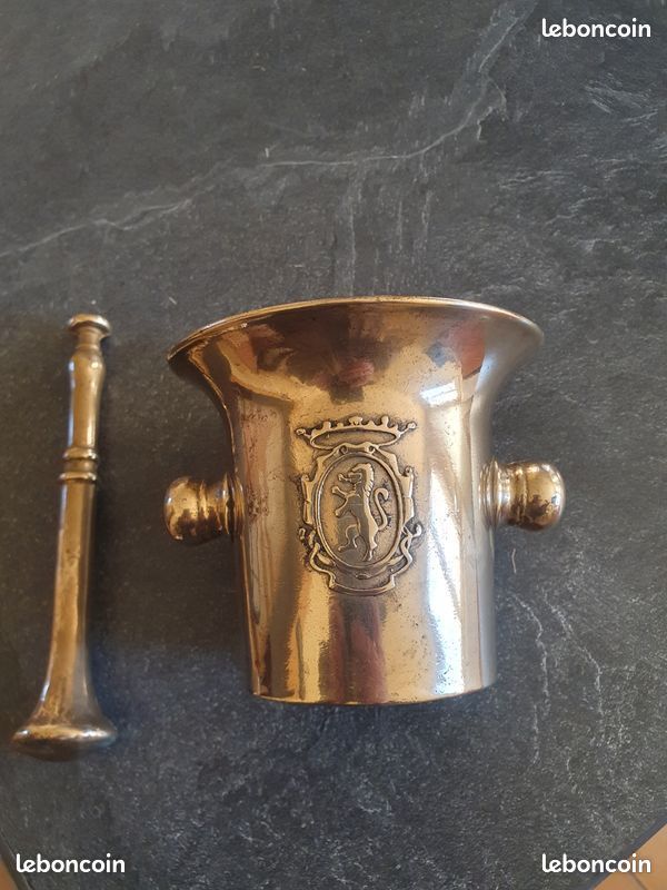 Mortier Bronze Avec Mascarons - 18e-19e Siècle - Apothicaire Vintage