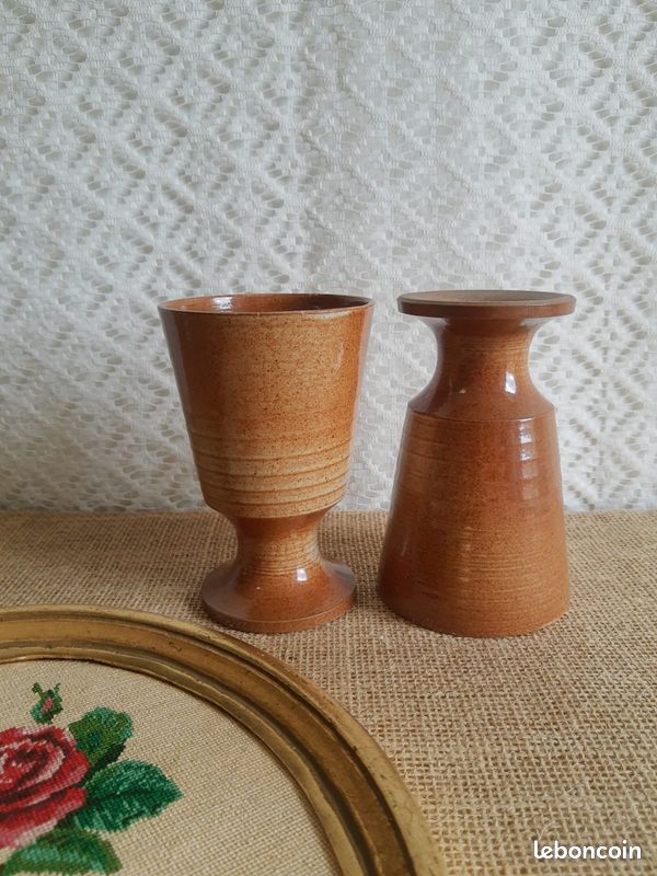 Duo de tasses mazagrans en grès Montgolfier vintage (image 3)