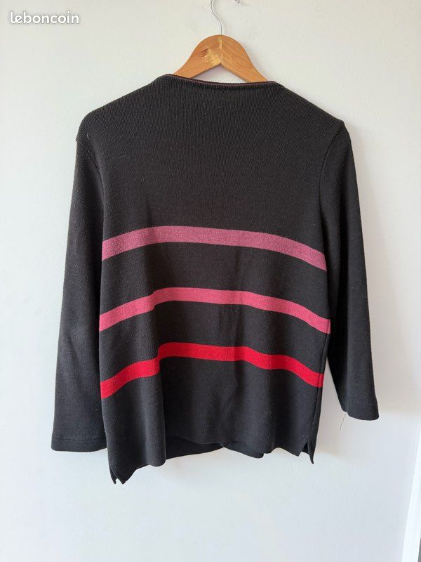 Gilet noir à rayures rose et rouge – taille XL (image 4)