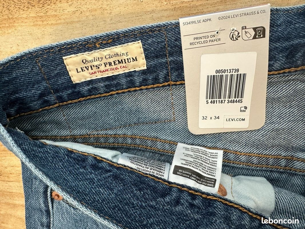 Jean Levi’s 501 Original Homme Bleu W32 L34 – Neuf avec Étiquettes (image 7)