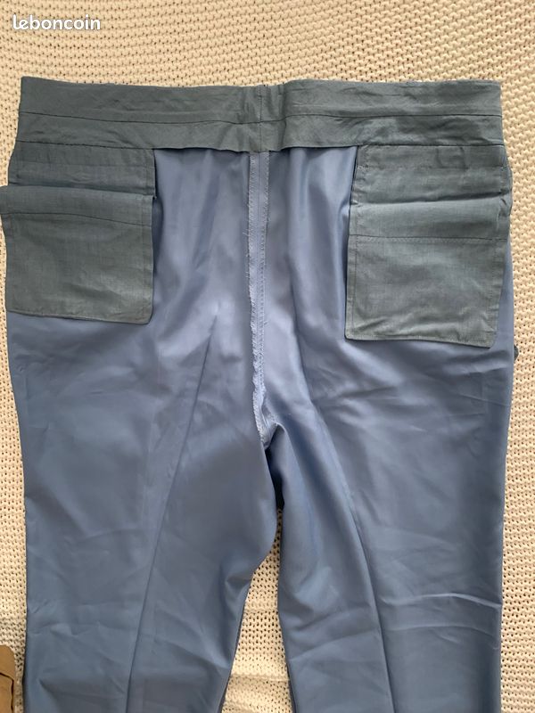 Pantalon Claude Rousseau Bleu Ciel Laine Fine Grande Mesure Bespoke - Taille W40/50L (image 14)