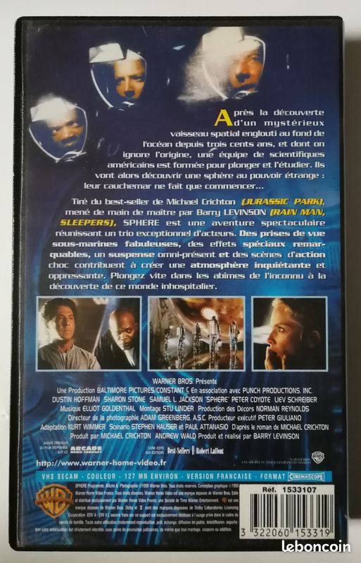VHS film SPHERE avec Dustin HOFFMAN, Sharon ONE, Samuel L. JACKSON (image 2)