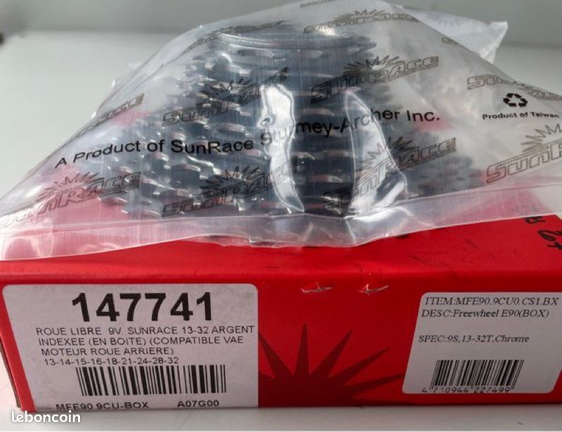 Roue libre SUNRACE 9 vitesses 13/32 compatible VAE Neuve - Équipements vélos