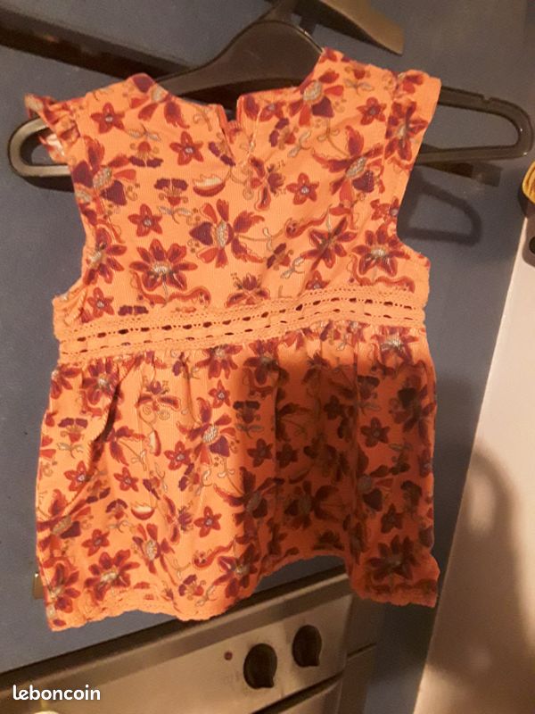 Robe orange à fleurs 12 mois okaou(ap) (image 1)