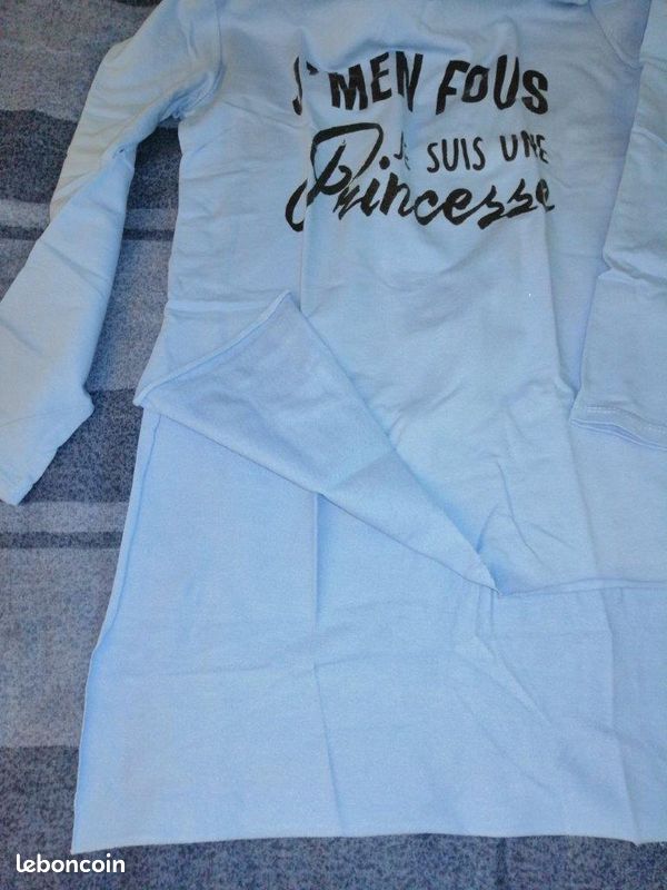 Sweat tunique à capuche bleu clair, taille s (image 3)